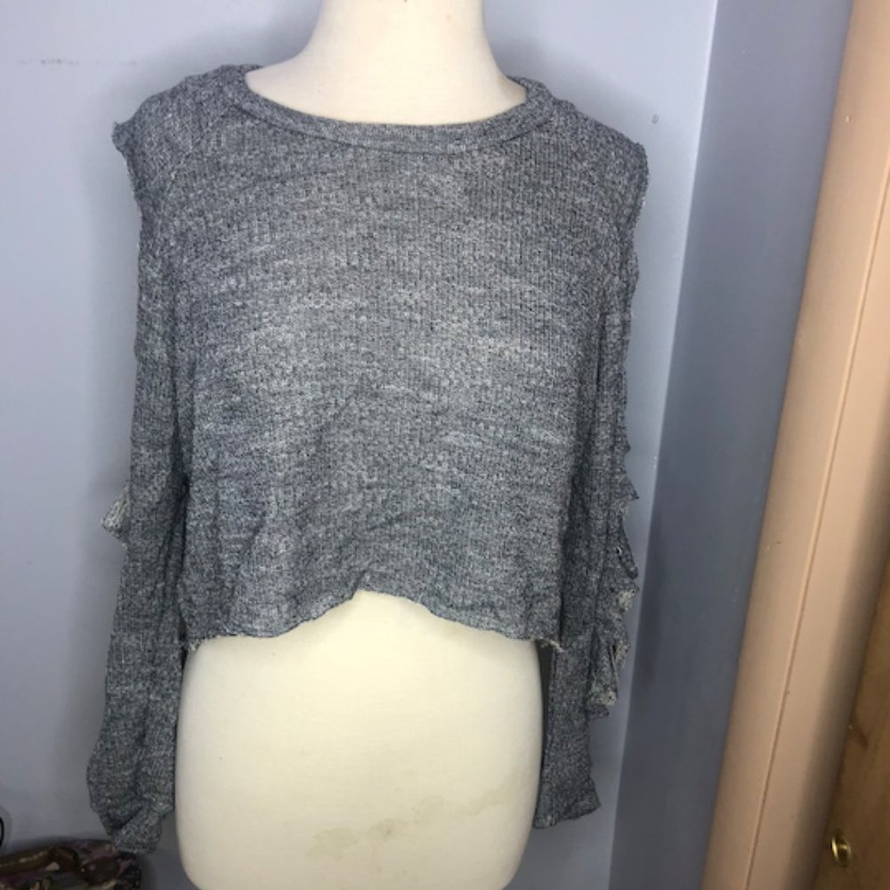 Gray Cut-Out Arm Sweater